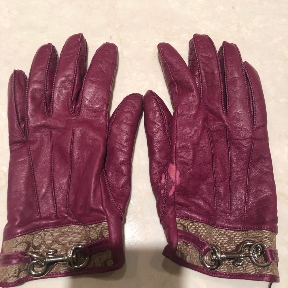 Purple coach driving gloves